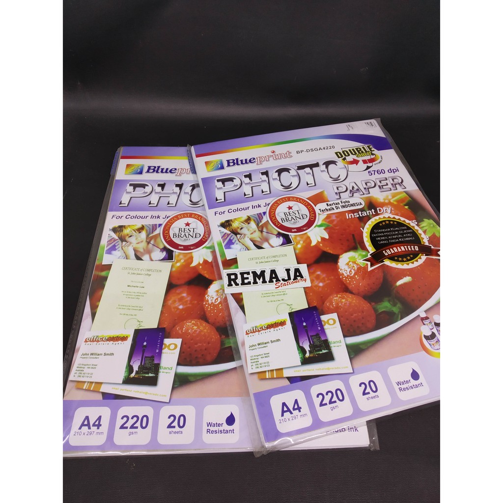 

Kertas Photo Blue Print Strawberry Double Sided Glossy A4