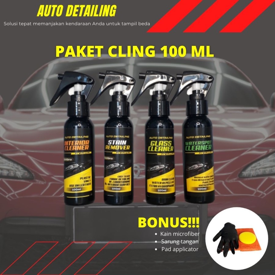 Auto Detailing Paket Cling Pelindung Kaca Mobil Anti Jamur Pembersih Dasbord Pembersih Jok Bludru