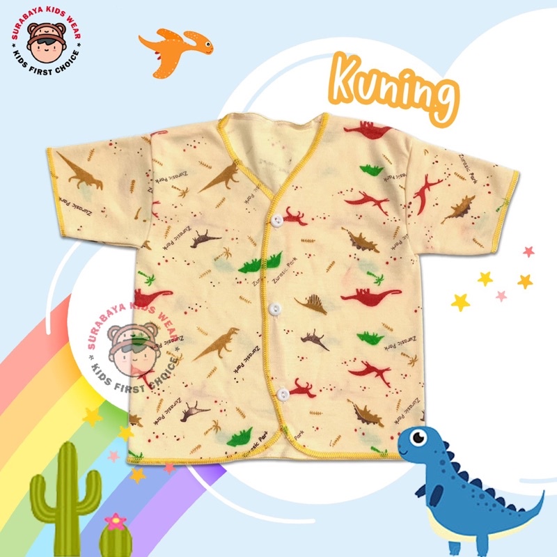 Kaos Anak Laki Laki Kancing Lengan Pendek Motif Zurasic Park Warna