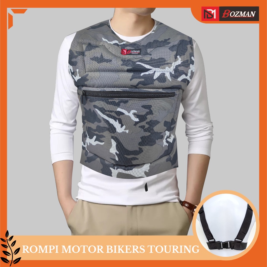 Rompi Motor Keren Cocok Untuk Touring Pelindung Dada Anti Angin Body Protector-Single New Grey