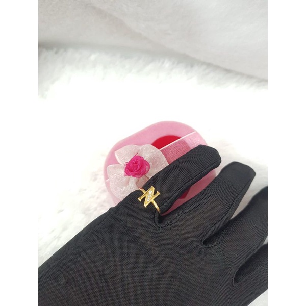 CA412G134G cincin anak model huruf N permata inisial nama emas kuning asli berat 0.900 kadar 70% 16k