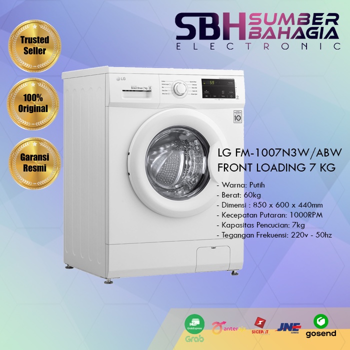 LG FM-1007N3W / ABW FRONT LOADING 7 KG (NEW) (KHUSUS BANDUNG)