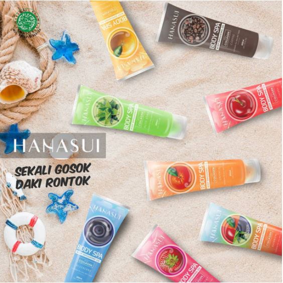 * NCC * Hanasui Body Spa Exfoliating Gel With Collagen Pembersih Tubuh Praktis Gampang - Netto 300 ml