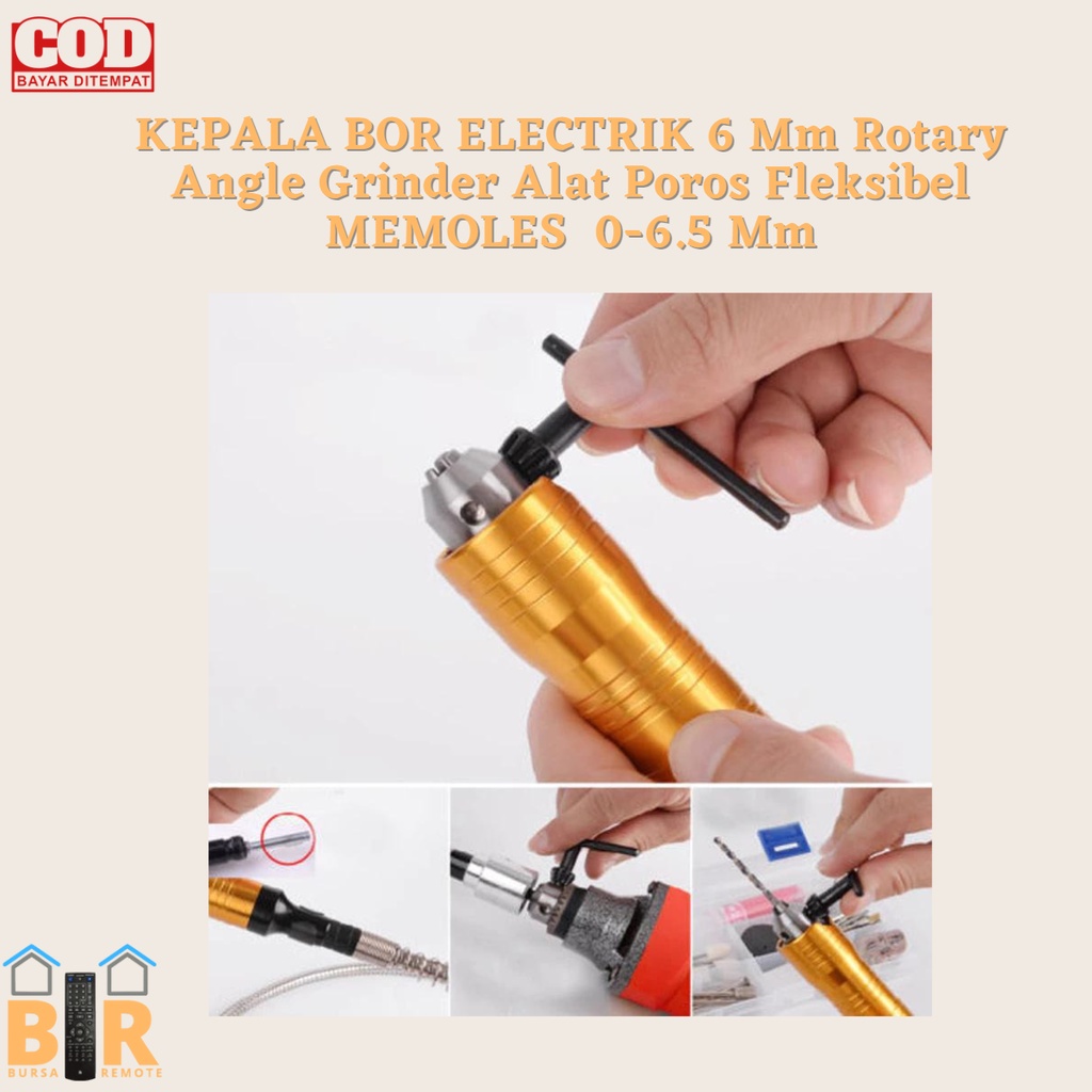 KEPALA BOR ELECTRIK 6 Mm Rotary Angle Grinder Alat Poros Fleksibel MEMOLES  0-6.5 Mm