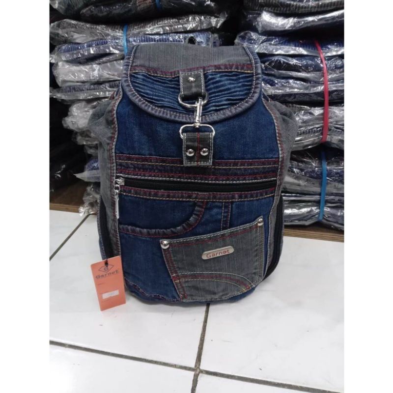 Tas ransel wanita bahan jeans ori Garnet