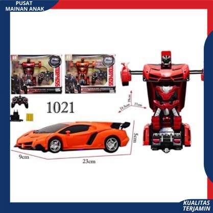 RC TRANSFORMER 1 : 18 MOBIL REMOT JADI ROBOT BATERAI CAS TERBARU