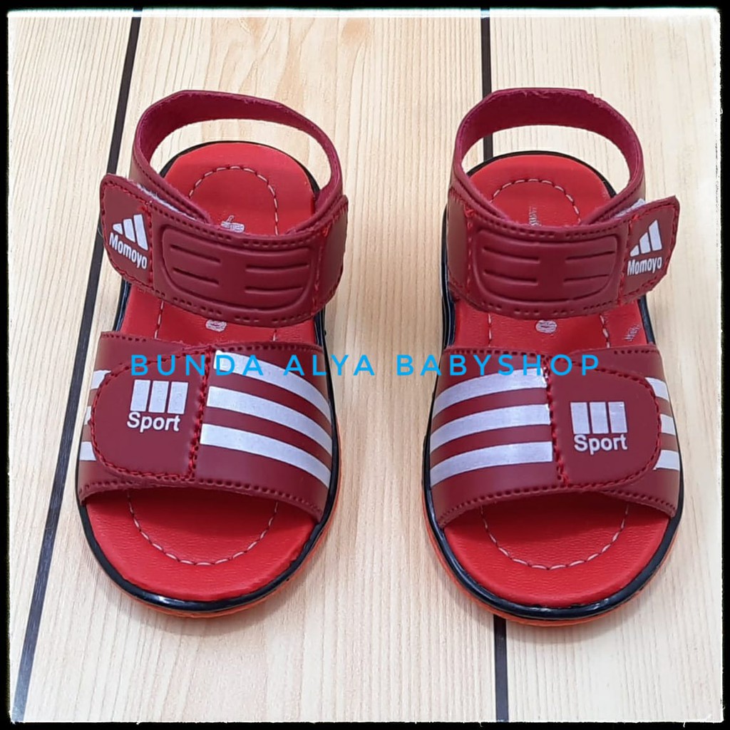 Sendal Anak Laki Laki Usia 6 - 12 Bulan Karet MERAH - Sepatu Sandal Gunung Anak Cowok Balita Anti Licin Size 22 - 24 Alas Karet