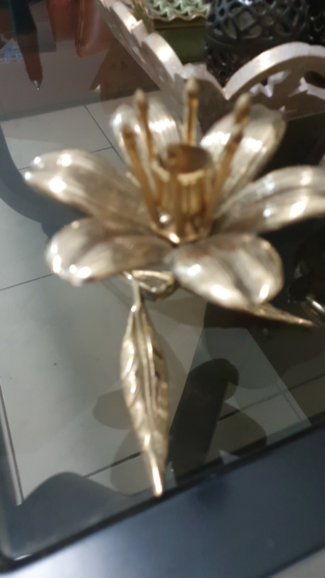 Tempat Lilin Teratai Kuningan - Candle Holder - Polished Brass