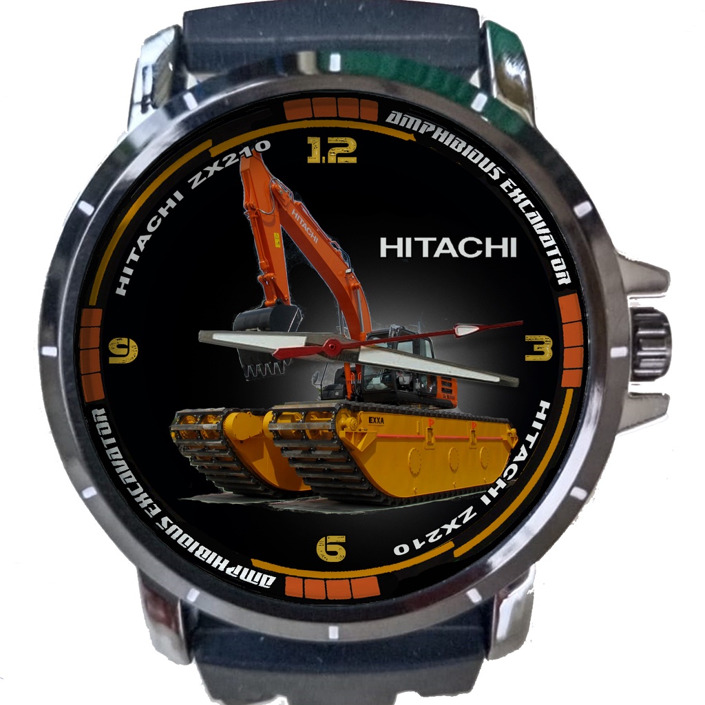 HITACHI ZX210 Amphibious Excavator art A Keren JUAL Jam Tangan Analog Pria Custom Photo Logo Gambar