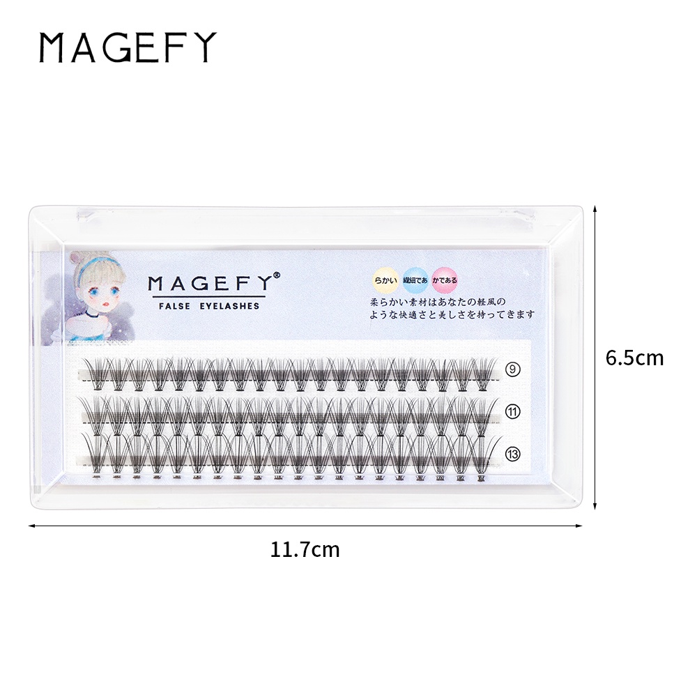 MAGEFY Ekstensi Bulu Mata 9-13 MM C Level Curl Volume Campuran Sintetis Panjang Bulu Mata Palsu Set 7240