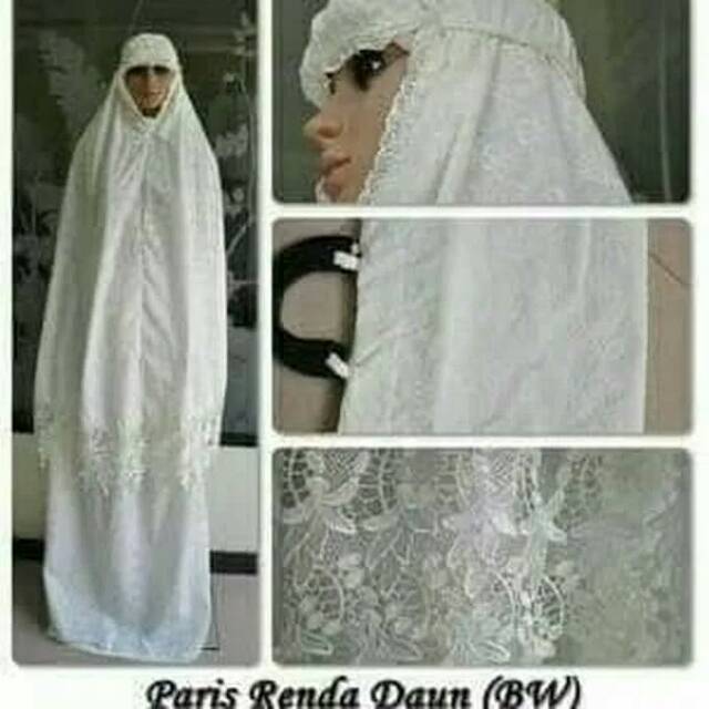 Mukena katun paris renda kerancang brokent white 08