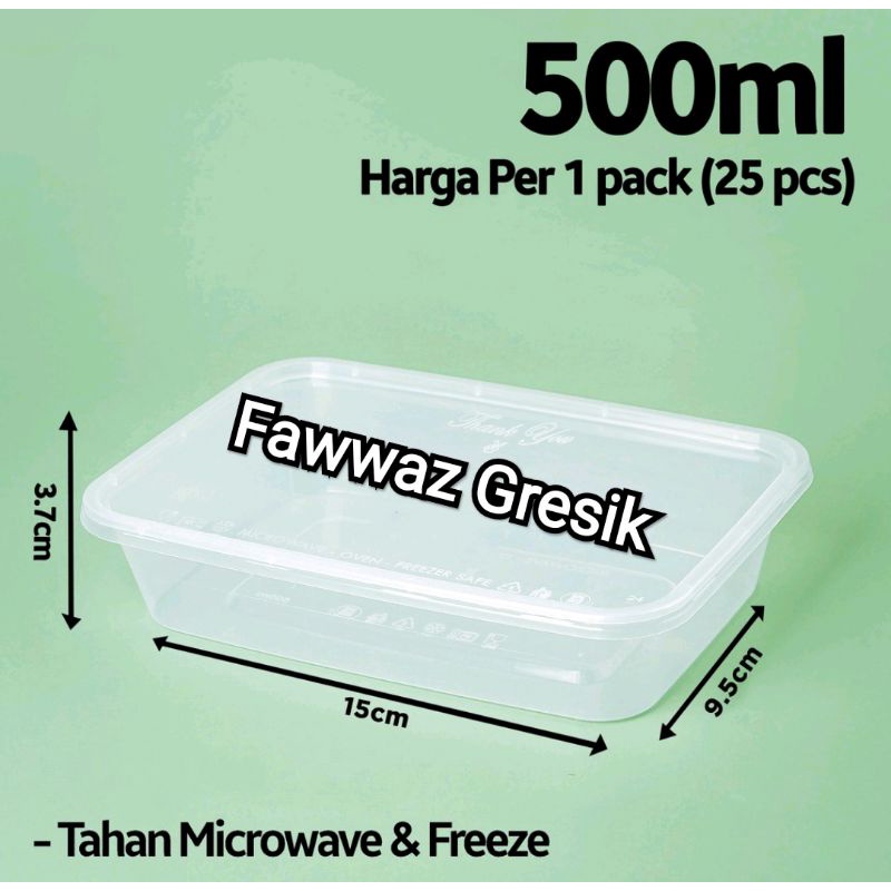 Thinwall / Kotak Makan Plastik 500 ml  / Mika Box / Persegi Panjang