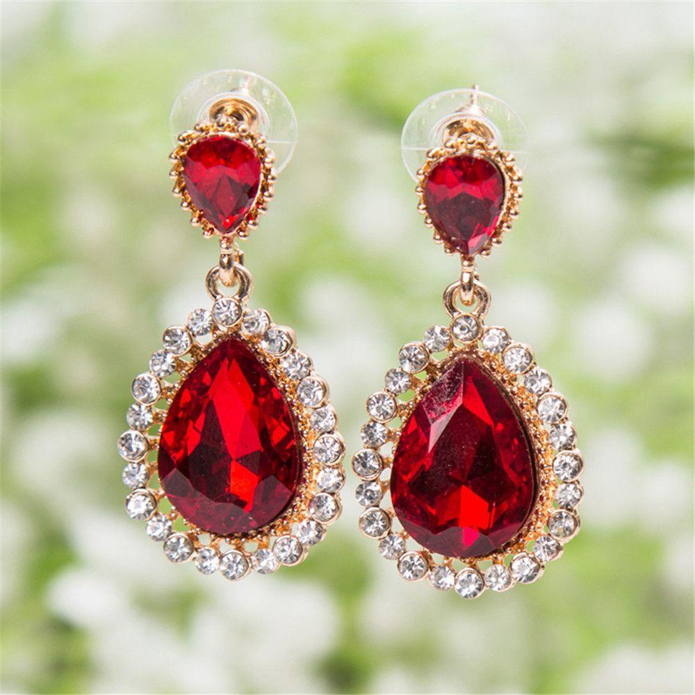 PREVA Water Drop Rhinestones Earrings Multicolor Female Palace Retro Long Earrings