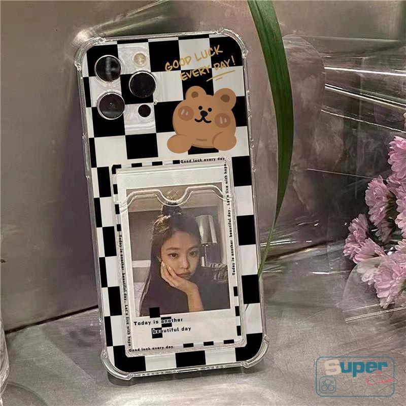 Soft Case Dompet Kartu Motif Kartun Beruang Tahan Banting Untuk Redmi 10 9 9A 10C 10A 9C NFC Note 9 11 10 9pro 11Pro 10s Pro Max Mi 11 Lite