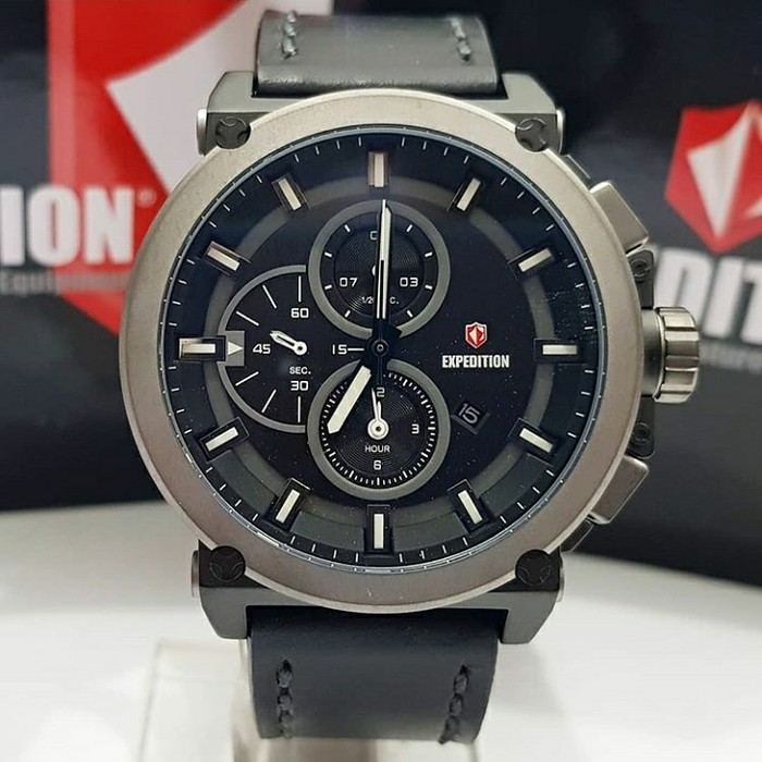 jam tangan expedition original E 6612M FULL HITAM ABUABU