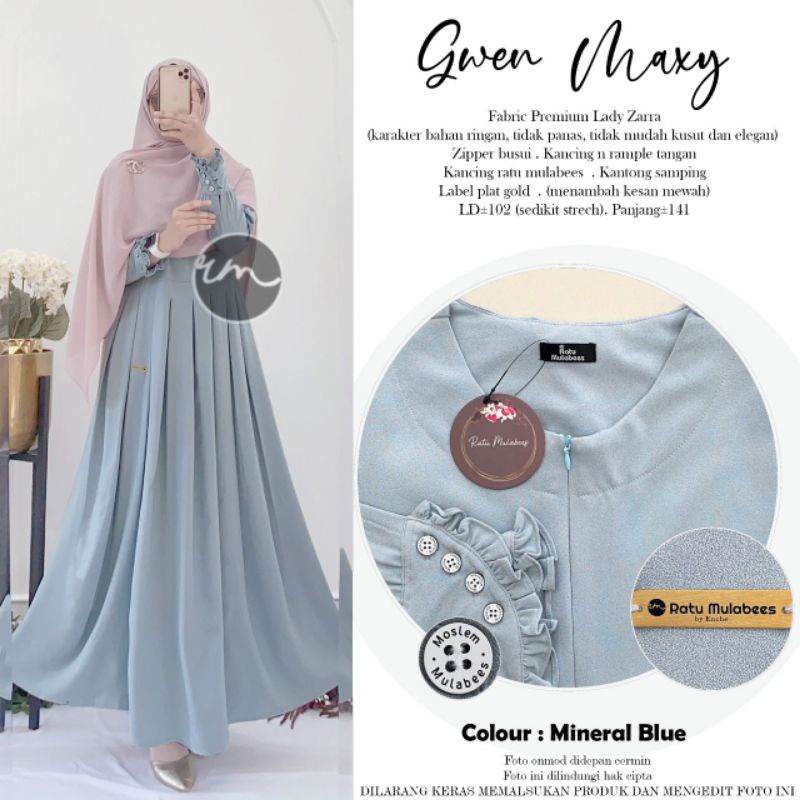 RESTOK GWEN WARNA BARU  GAMIS MUSLIMAH [ NEW ] GWEN DRESS MAXY ORI BY RATU MULABEES