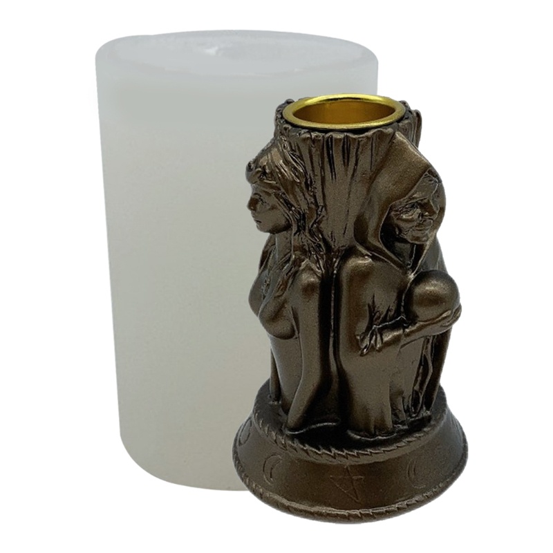 SIY  DIY Witch Goddess Candle Holder Epoxy Resin Mold Concrete Plaster Silicone Mould