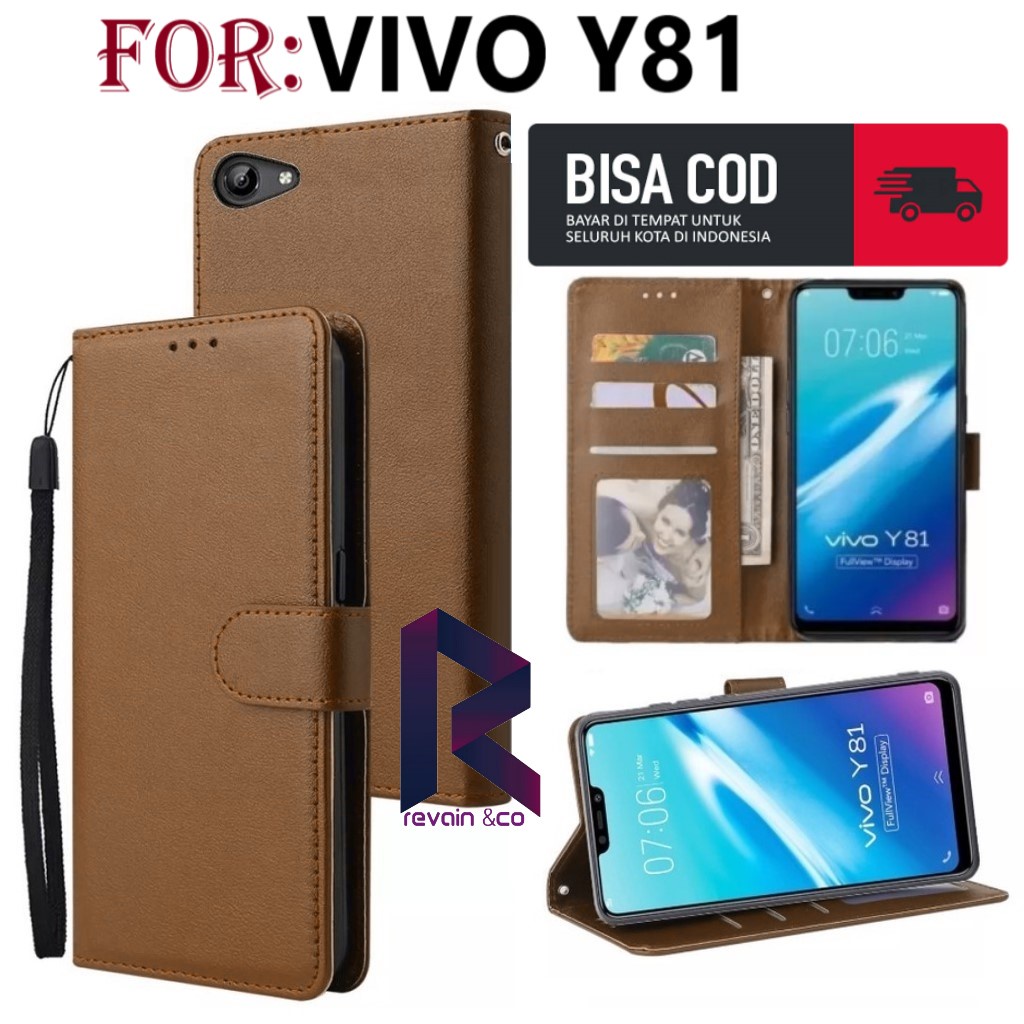 FLIP COVER VIVO Y81 CASING DOMPET FLIP WALLET LEATHER KULIT PREMIUM SARUNG BUKA TUTUP FLIP CASE VIVO Y81