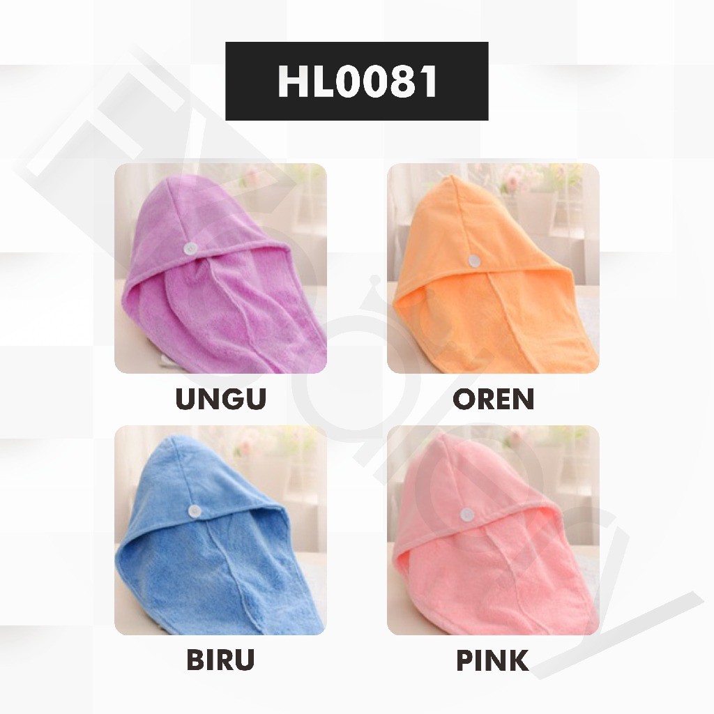 HL0081 Handuk Bandana Pengering Rambut Wanita Headband Towel Microfiber Polos
