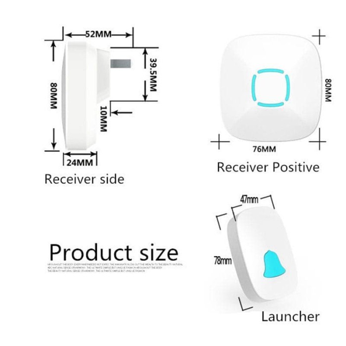 Bell Bel Pintu Pagar Rumah Wireless Waterproof 2 Receiver A507