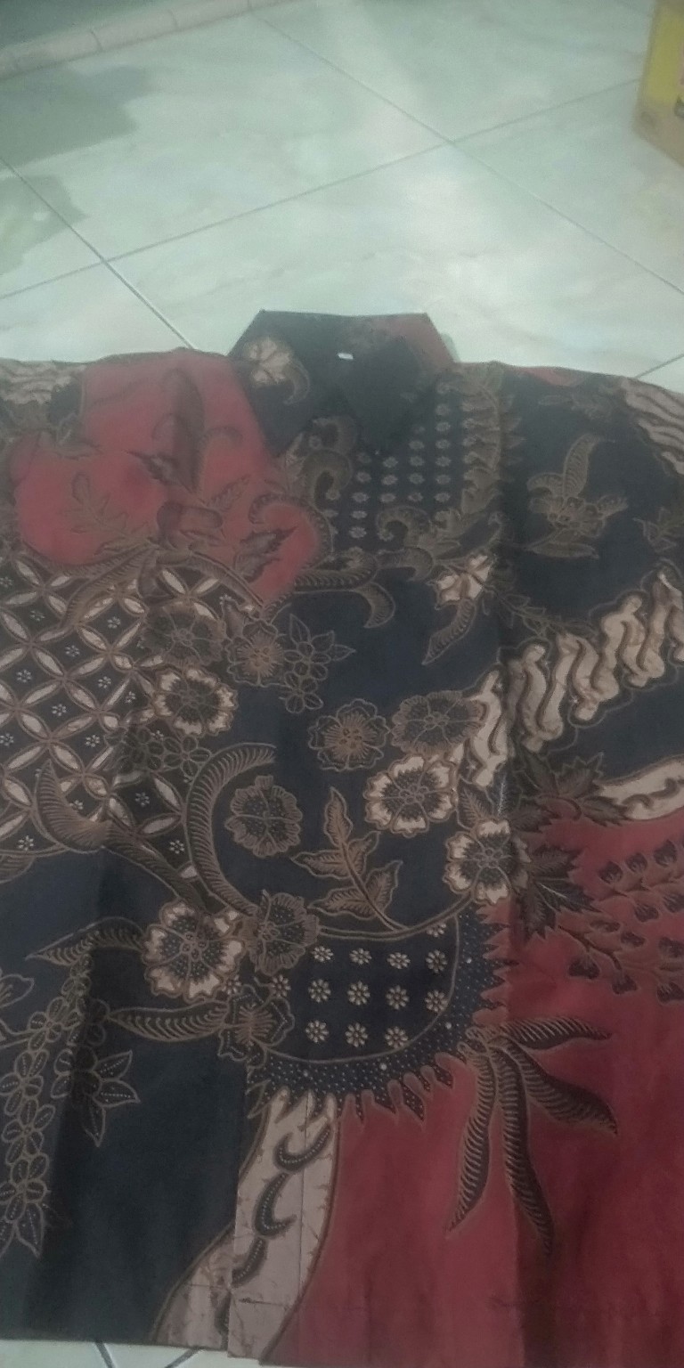 Raghnala Merah Kemeja Batik Pria Lengan Pendek Full Furing By Mbatik Store