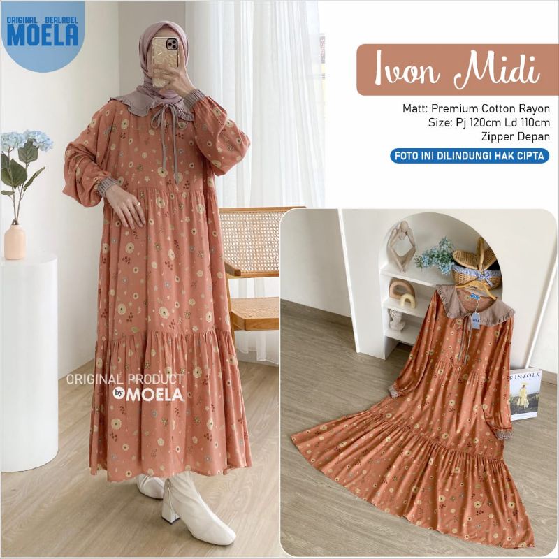 SERBA MIDI DRESS RAYON VISCOSE BERLABEL MOELA