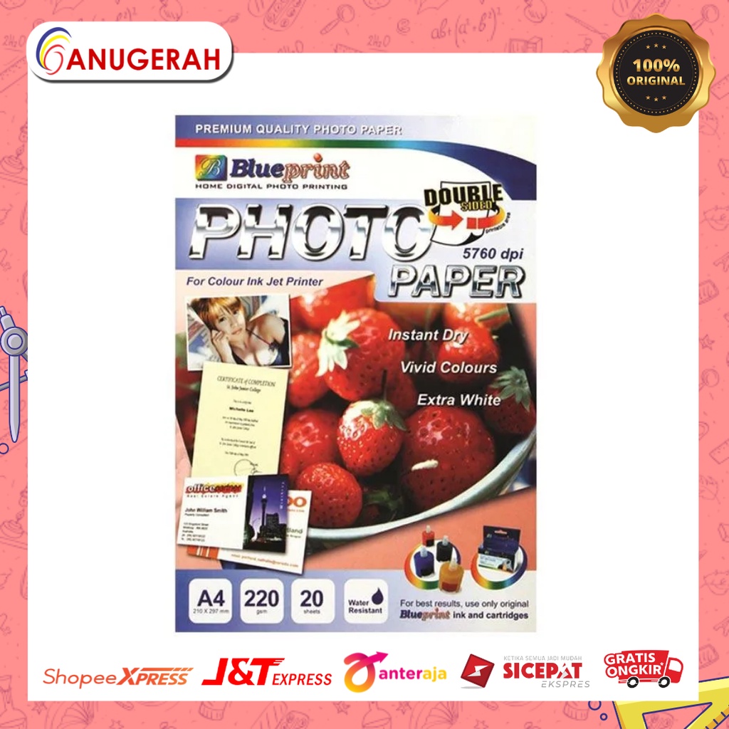 

BLUE PRINT A4 220GSM DOUBLE SIDED PHOTO PAPER/ KERTAS FOTO