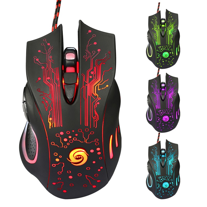 Mouse Gaming USB 3200 DPI LED RGB Gaming Mouse Hitam X9 Hight Accuracy Kabel USB