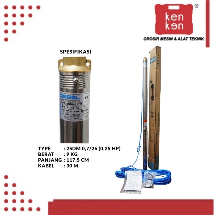 Mesin Pompa Air 2 Inch 1/4 PK Pompa Celup 2" 0,25 HP Pompa Submersible