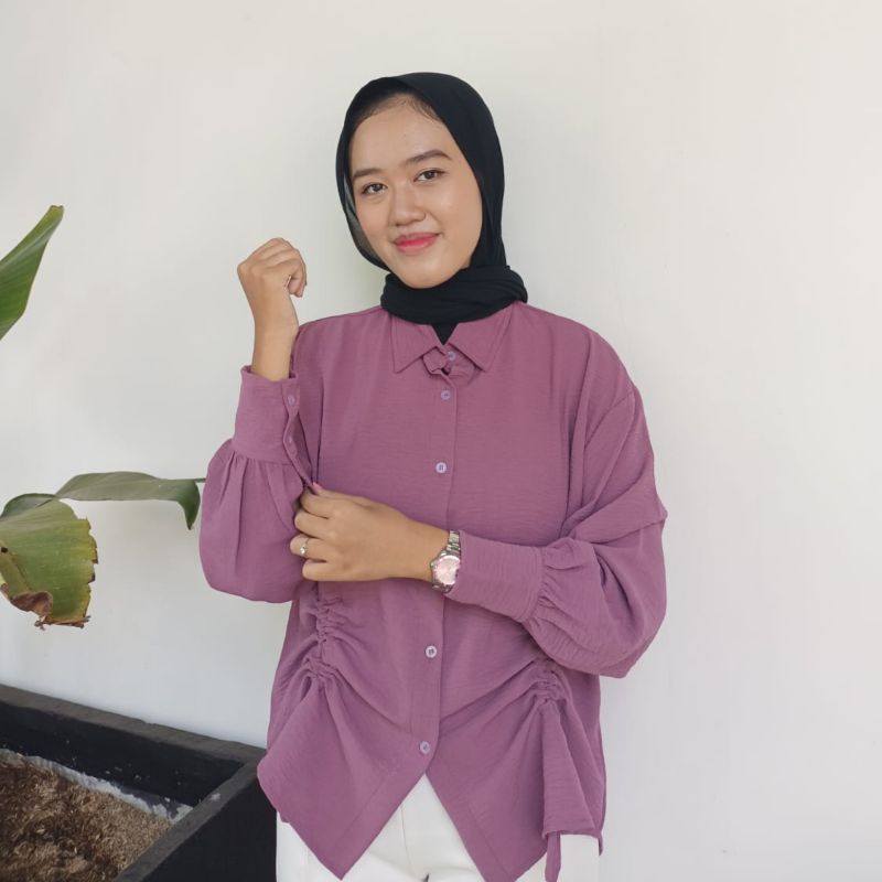 Blouse Serut Crincle Airflow / Meva Blouse / Blouse Wanita / Blouse Crinkle / Blouse Polos