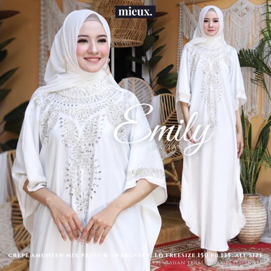 EMILY Kaftan abaya size jumbo / KAFTAN CREP AMUNZEN CANTIK /KAFTAN KALONG  APLIKASI MANIK  KAFTAN PE