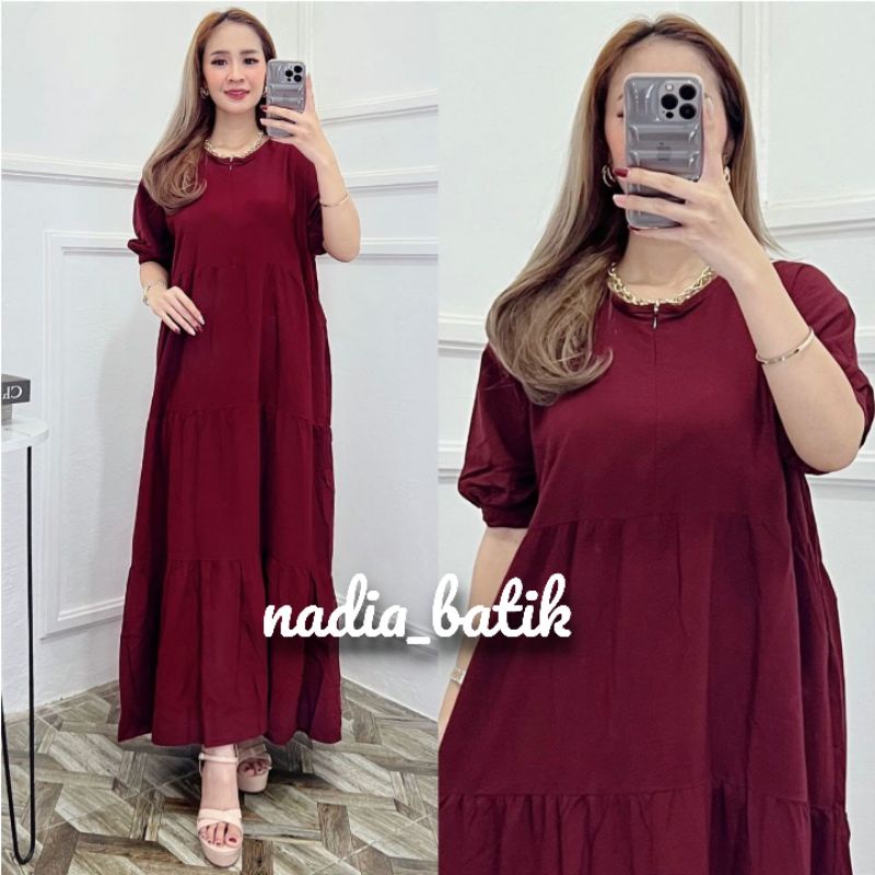 BAJU WANITA LONGDRES MODEL SUSUN TERBARU TANGAN KARET KEKINIAN BISA UNTUK IBU HAMIL DAN BUSUI BAJU PANJANG SEMATA KAKI PB 125CM