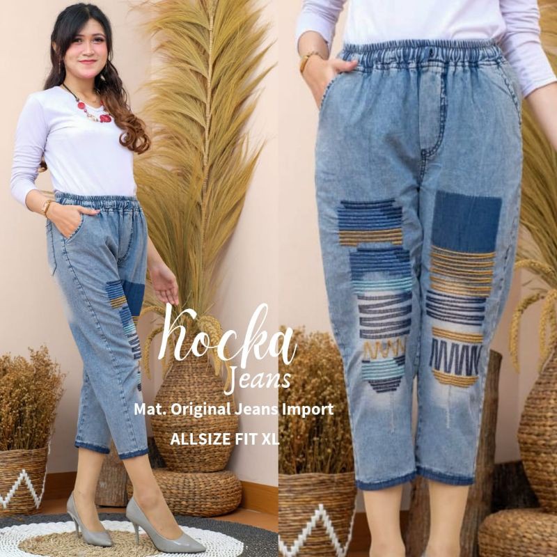 BAGGY JEANS BORDIR KOREAN KARET MUTER ALL MODEL (BEST SELLER)