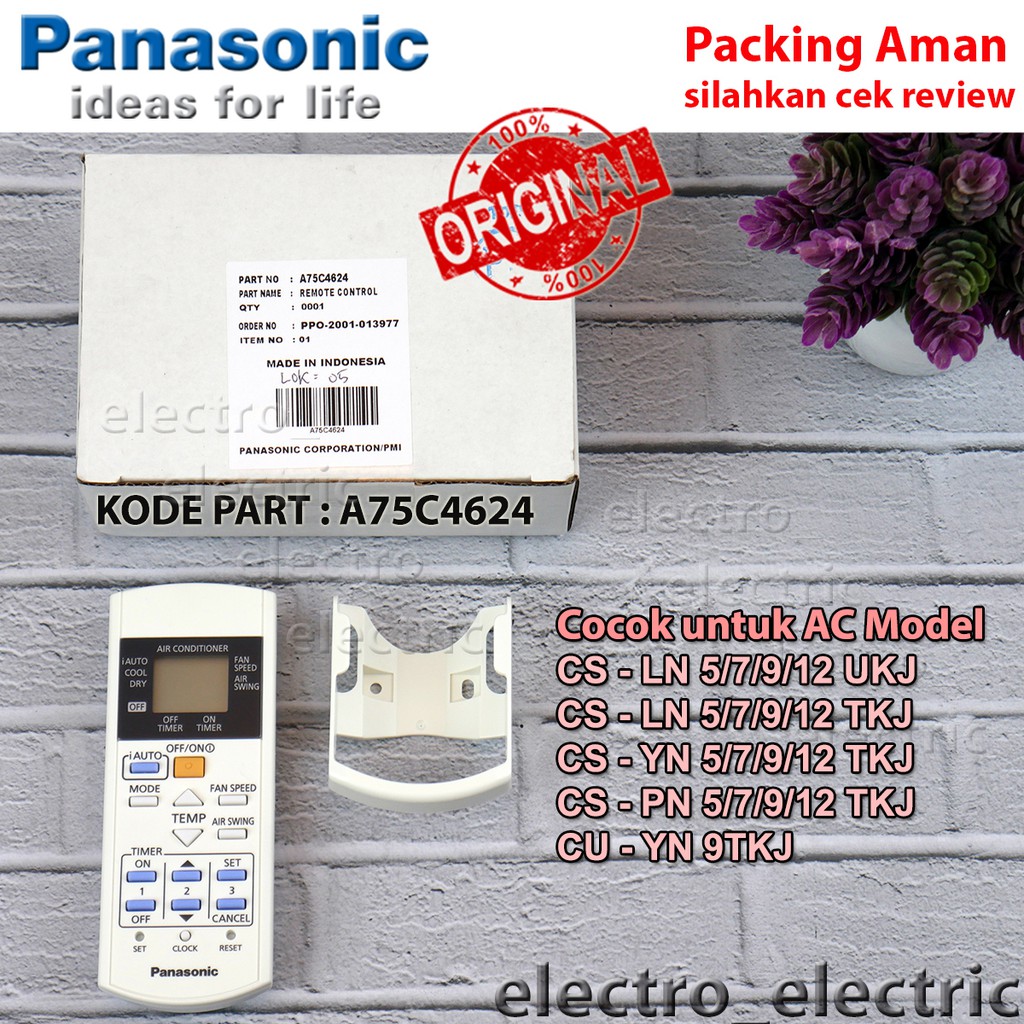 Remote AC Panasonic Type CS-LN 5/7/9/12 UKJ/TKJ CS-YN/PN 5/7/9/12 TKJ CU-YN 9TKJ