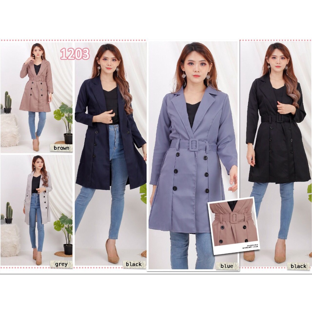 [Extaliaz] Valeria Long Coat Blazer / Outer Panjang Wanita Cewek Korea Style