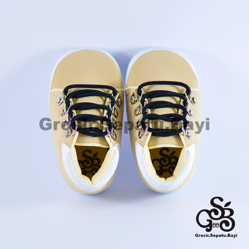 sepatu bayi baby shoes prewalker laki laki umur 2 sampai 14 bulan model edgy tali warna krem