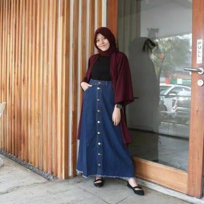 DZ GALLERY - (COD) ROK JEANS BUTTON SKIRT / ROK JEANS RAWIS/ ROK JEANS WANITA