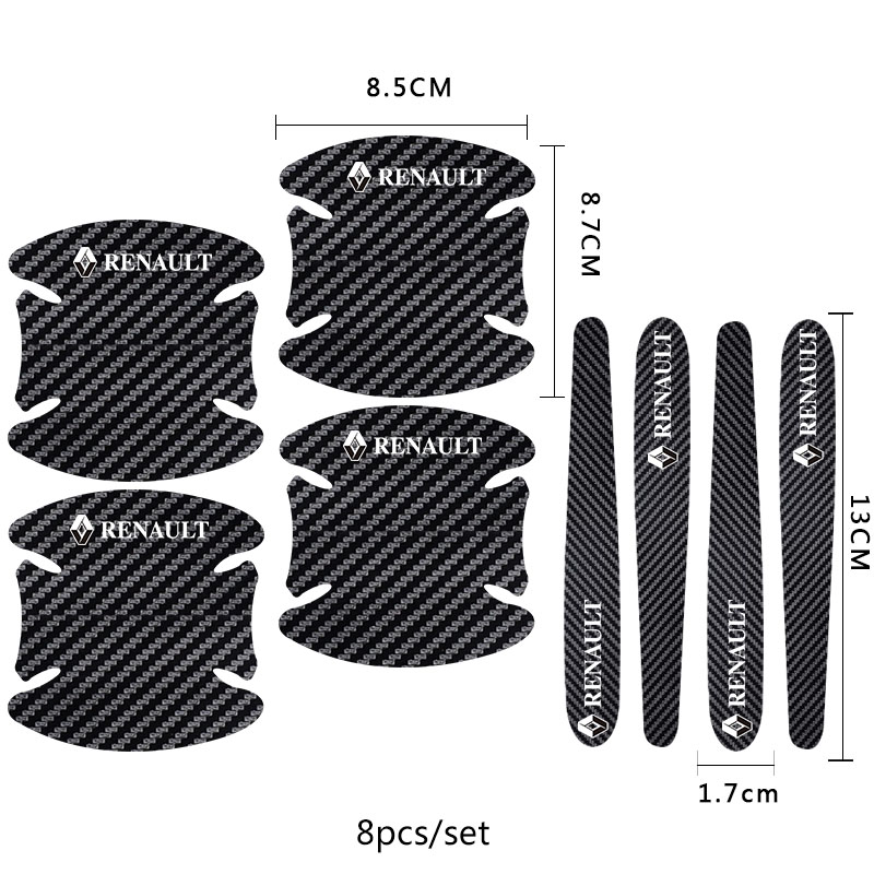 8pcs Film Pelindung Handle Bahan Carbon Fiber Untuk Renault Clio Megane Modus Zoe Twingo Scenic Captur