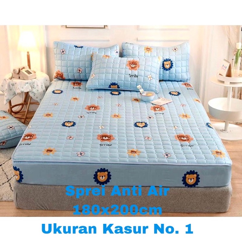 SPREI WATERPROOF UKURAN 180X200X25cm / SPREI ANTI AIR-BIRU MUDA