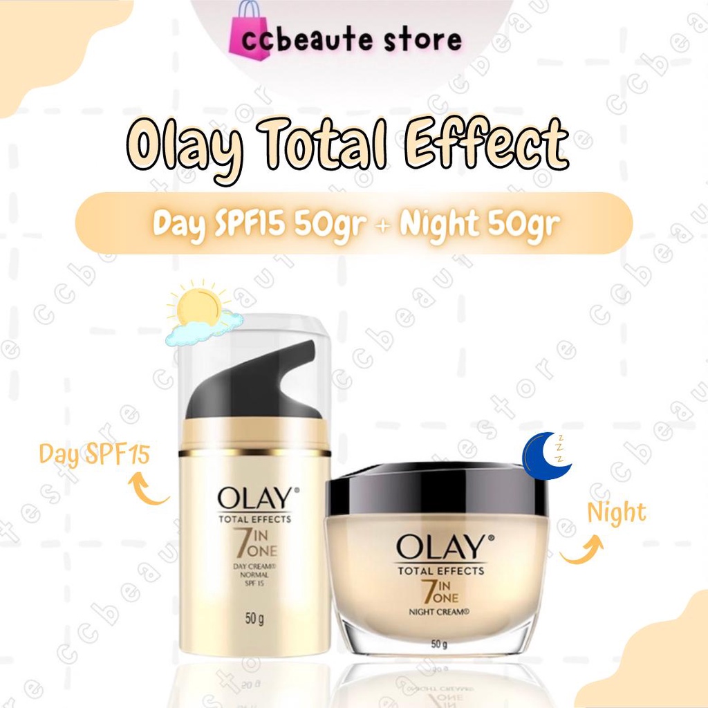 OLAY Total Effect 7 in One Set Perawatan Anti Aging / Olay Total Effect Anti Aging Krim Siang dan Ma