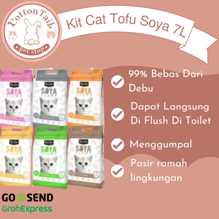 Pasir Kucing Kit Cat Tofu Soya Clump Litter 7L Gumpal GRAB / GOJEK