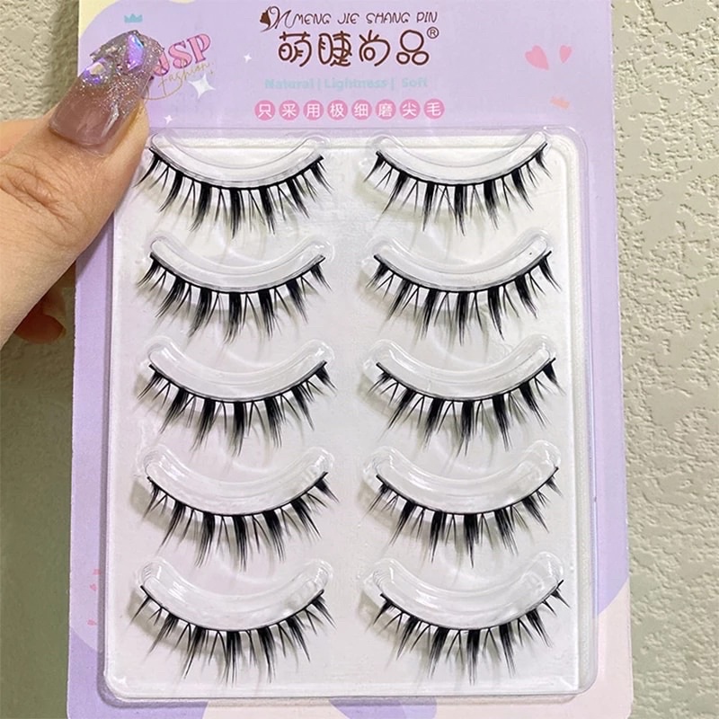 F85 - 5PASANG FAIRY LASHES - DOUYIN MAKEUP Pairs Bushy Little Devil False Eyelashes Natural Simulation Curling Cos Comic Eye Lashes Makeup Beauty  Tool