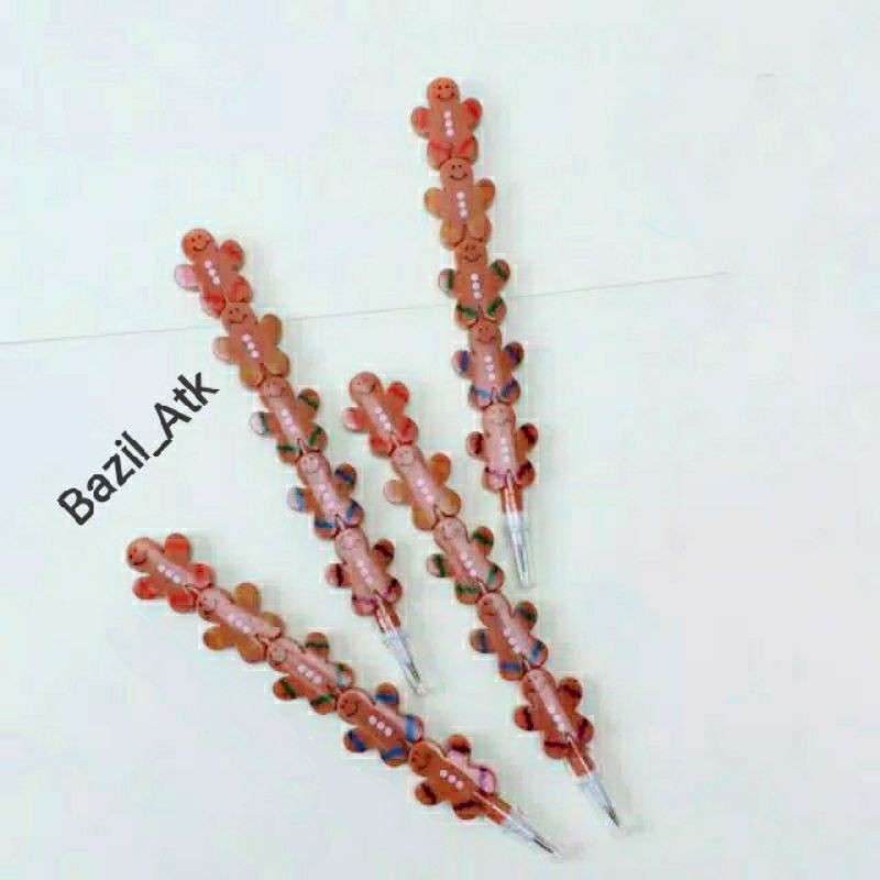 

Pensil Gingerbread Man Kue Jahe Peluru Lantu Susun Bersia Refill