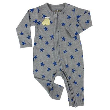 Baa Baa Sheepz Romper Bayi Bamboo Zip GREY