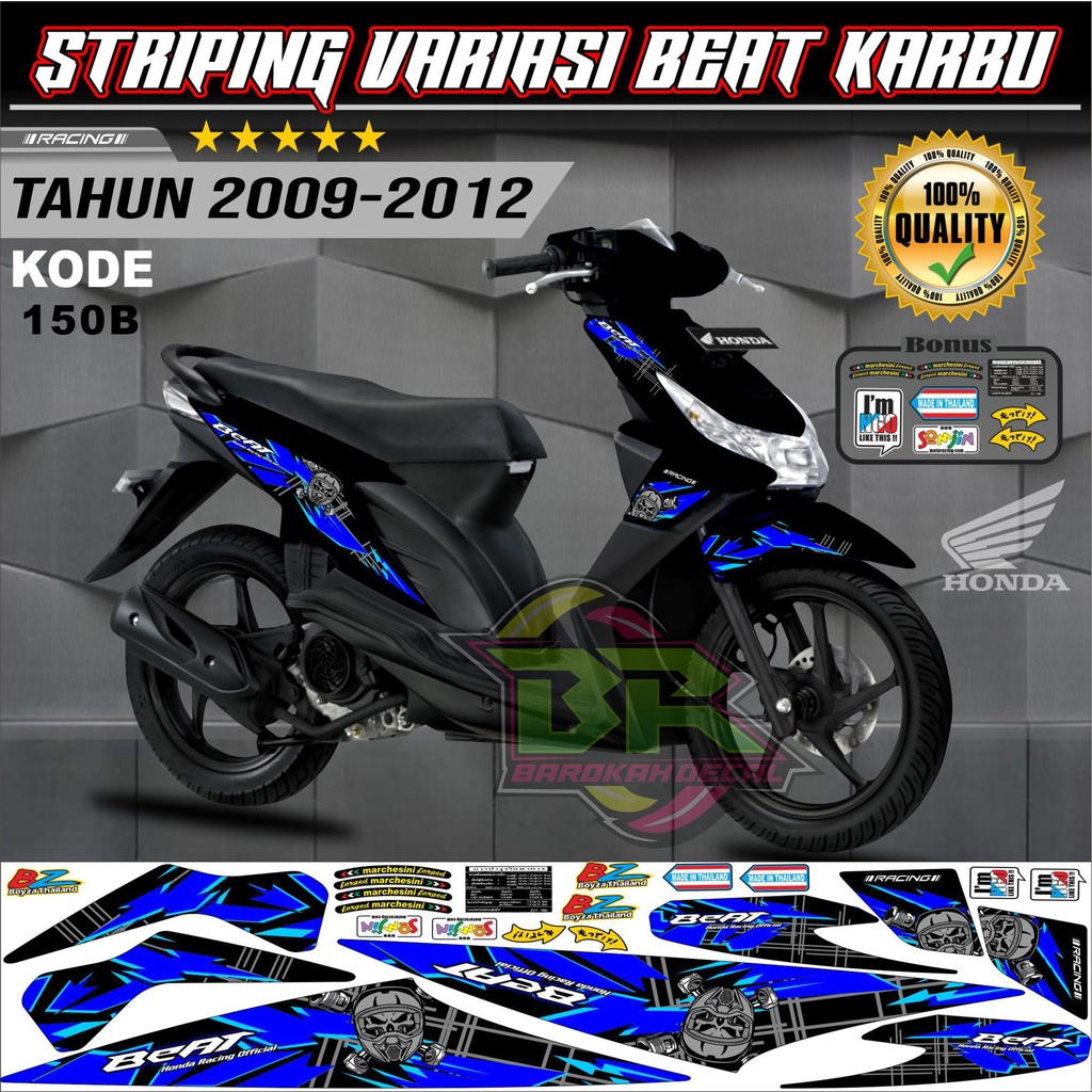 Striping Beat Karbu Stiker Lis Motor Beat Karbu kode 150