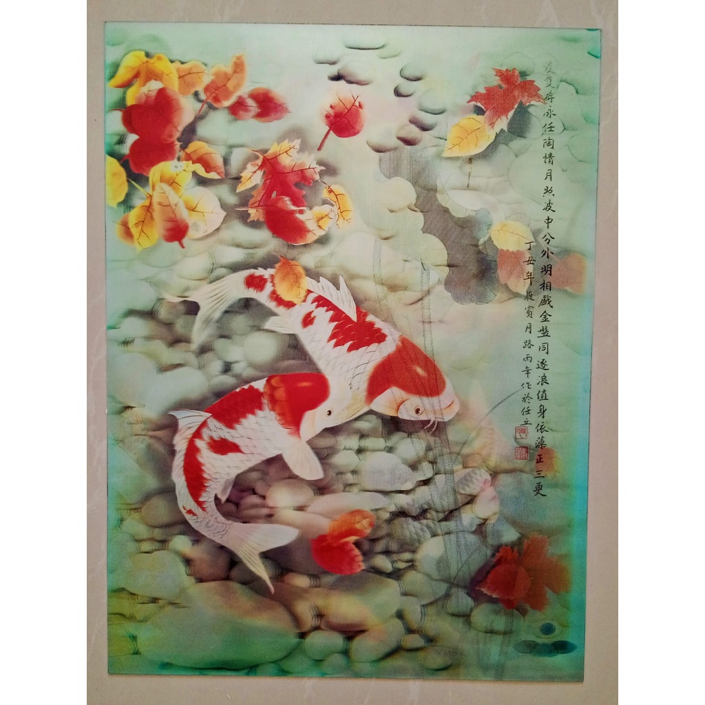 Poster Gambar 3D / 3 Dimensi Ikan Koi 3d 30x40cm