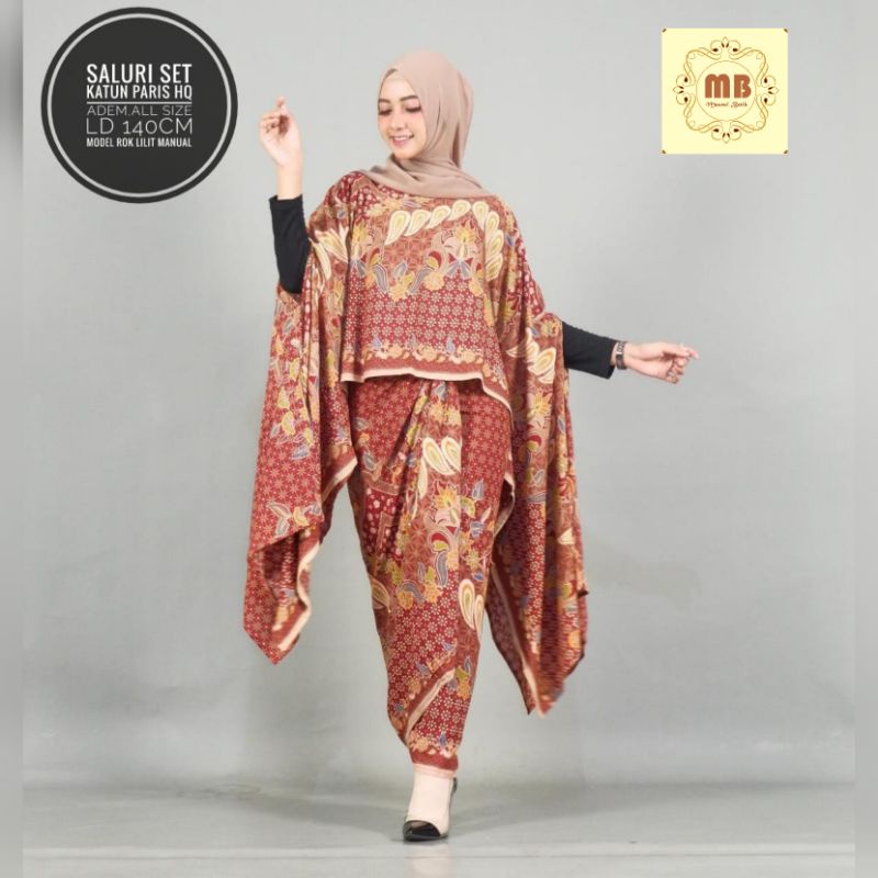 kaftan batik set rok / batik kondangan setelan rok katun all size