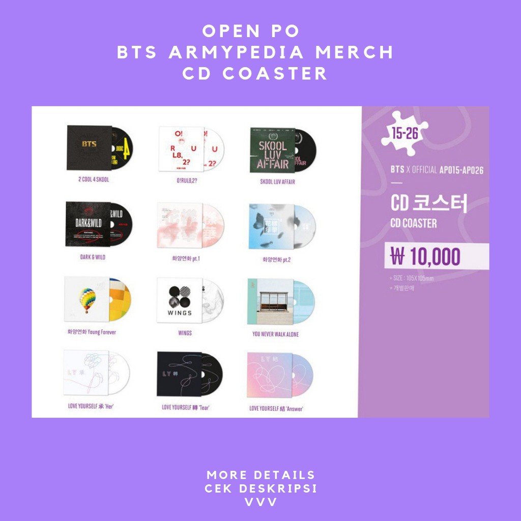 [OPEN PO] BTS - ARMYPEDIA CD COASTER MERCH/GOODS - BACA DESKRIPSI
