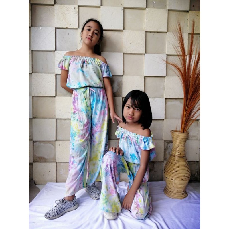 Set Zelia Kulot Crop Top Tie Dye (6-14 th)