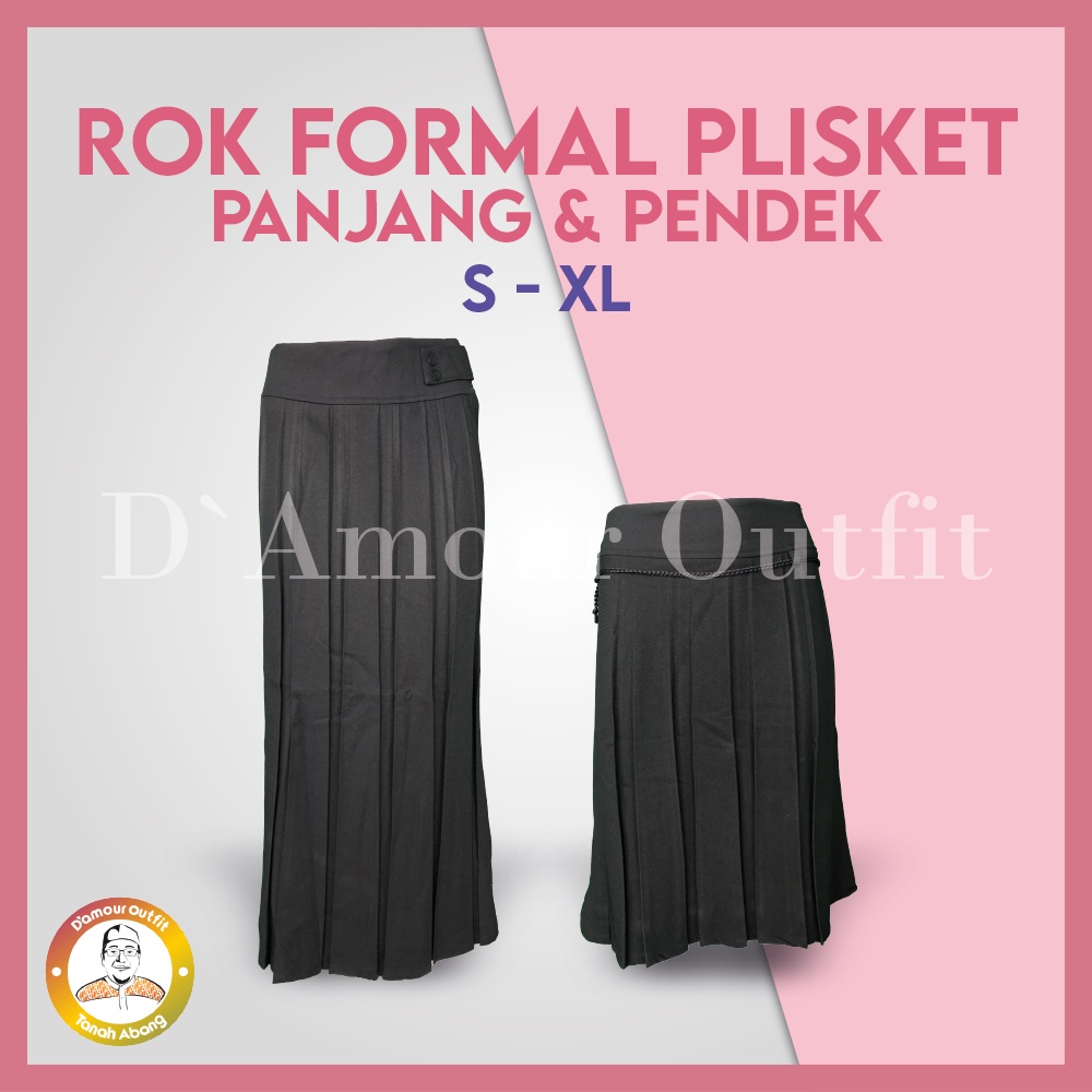 Rok Span Plisket Panjang &amp; Pendek Wanita Formal Pakaian Kantoran Long Skirt Perempuan Kantor Polos Androk Bawahan Setelan Jas Blazer Blezer Kerja Cewek Dewasa Anak High Waist Korean Style Jumbo Big Size Premium Rempel Line A Cewe Set Stelan Lilit Mini 7/8